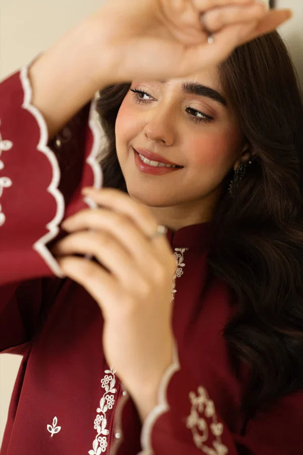 Claret Emb Farshi Shalwar Set royal lifestyle collections