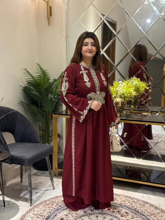 Alisbha Maroon Embroidered 2pc royal lifestyle collections