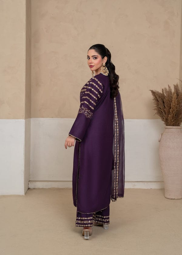 Jazmain embroidered 3pc stitched (purple) royal lifestyle collections