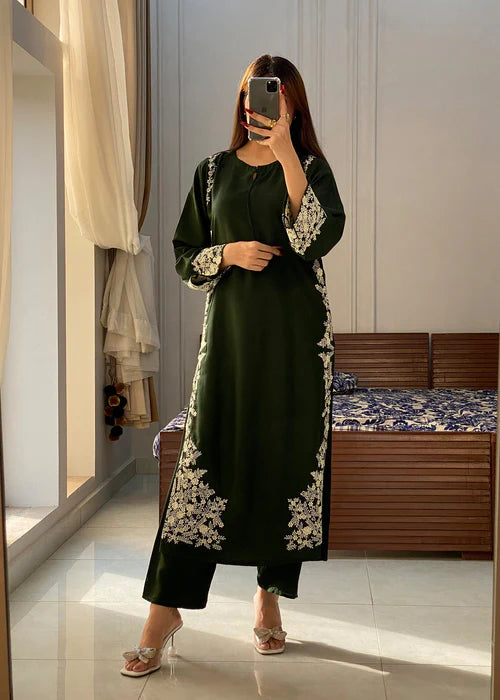 Royal Green Margarita Embroidered 2pcs Royal Lifestyle Collections