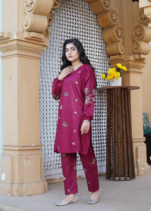 Royal Amiya Embroidered 2pcs Mahroon Royal Lifestyle Collections
